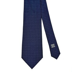 Christian Dior Silk Tie‎ Navy Blue Geometric Pattern Width: 3.5" Mens Formal